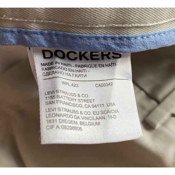 Dockers Pants Classic Flat Front Grey Khaki Dress Slim Tapered Mens Size 34"x30" - Picture 3 of 4